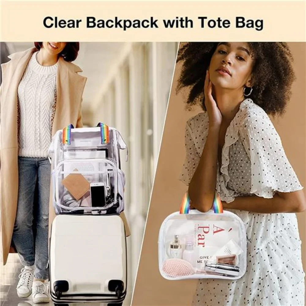Clear Backpack Heavy Duty Transparent Backpack Set See Through Bookbags Durable